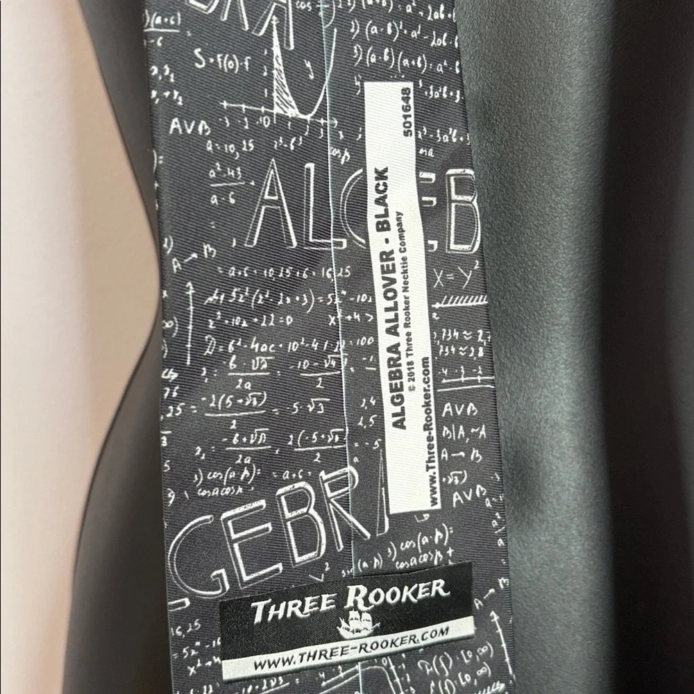Three Rooker Algebra Allover Mathematics Black White Polyester Necktie Tie